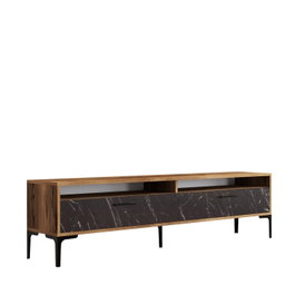 Hanah Home Istanbul 2 Mueble para TV, Walnut Black Marble, 180x35x47 cm